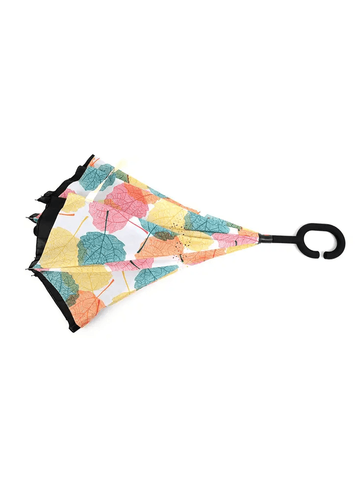 Multi Color Leaves Double Layer Inverted Umbrella - Shelburne Country Store