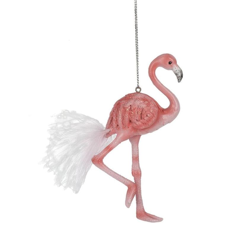 Pink Flamingo Ornament with Fluffy Tail - Shelburne Country Store
