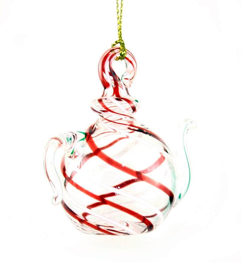 Peppermint stripe Egyptian Glass Teapot -  Style 2 - Shelburne Country Store