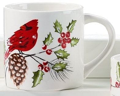 Winter Ceramic Mug - Cardinal-Holly-Pinecone - Shelburne Country Store