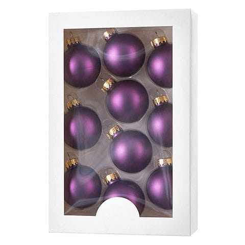Glass Ornament 1.77 inch - 10 Piece set - Matte Purple - Shelburne Country Store
