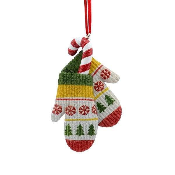Winter Mittens With Candy Cane Ornament - Shelburne Country Store