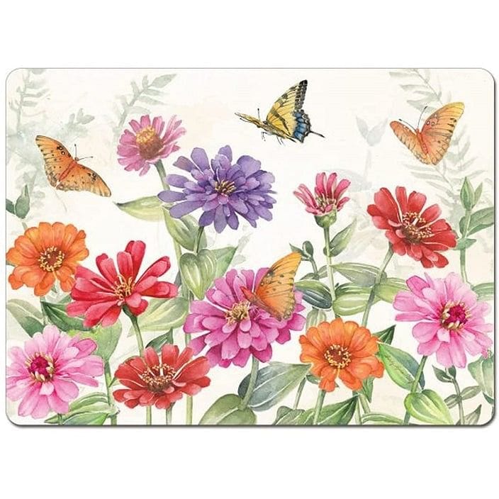 Zinnias & Butterflies - Hardboard Placemat - 4 Pack - Shelburne Country Store
