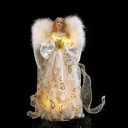 Gold Angel Lighted Treetop  Ul 10 Light 14-Inch - Shelburne Country Store