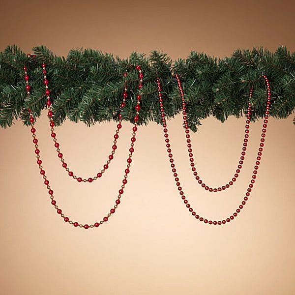 6 Foot Red Holiday Bead Garland - - Shelburne Country Store