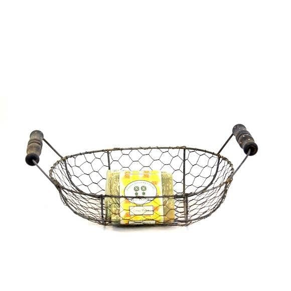Rustic Zinc Chicken Wire Oval Tray - Shelburne Country Store