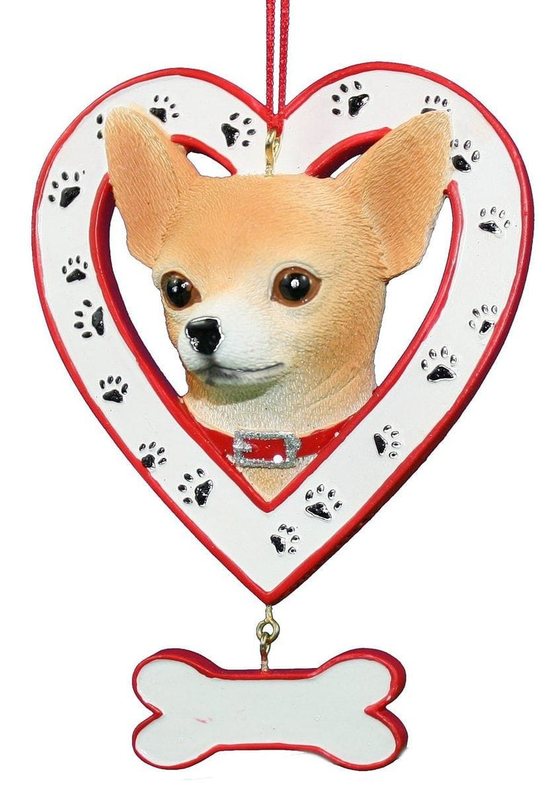 Dog In Heart W/Bone Ornament - Chihuahua - Shelburne Country Store