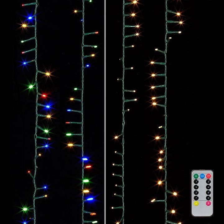 36.5' Warm White and Multicolor Snake Garland Compact Cluster Lights - Shelburne Country Store