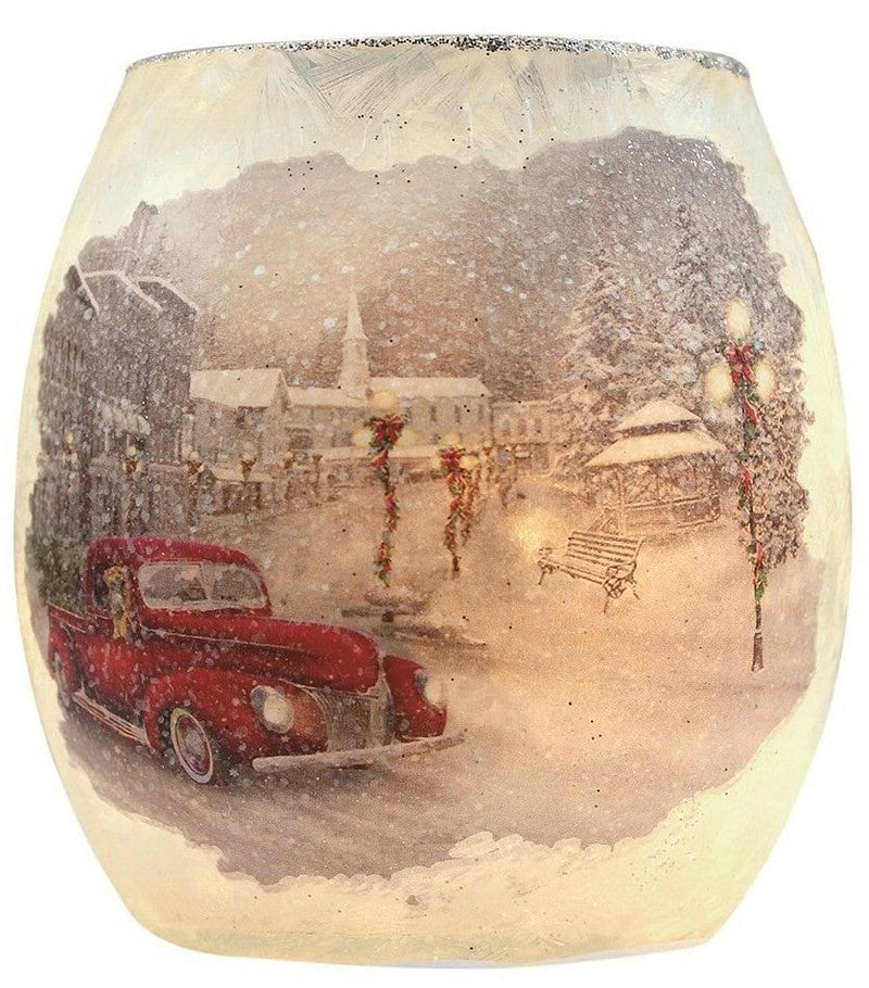 Round Lighted Glass Vase - Bringing Home the Tree - Shelburne Country Store