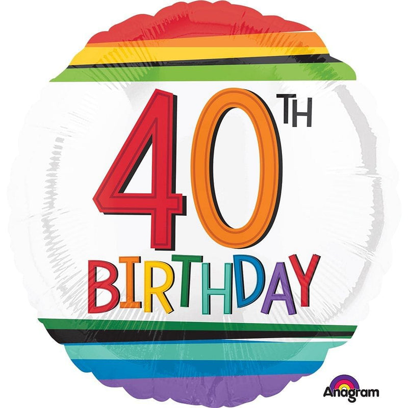 Rainbow Birthday 40th Birthday 17" Balloon - Shelburne Country Store