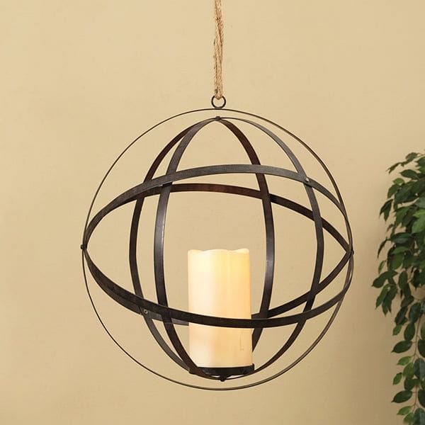 20'' Metal Sphere with 4x9 LED Candle - Shelburne Country Store