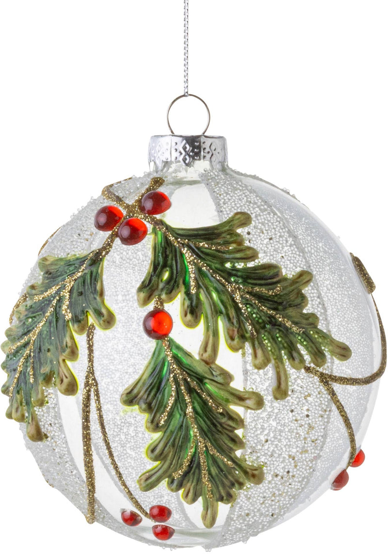 Holly Glass Ball Ornament - Shelburne Country Store