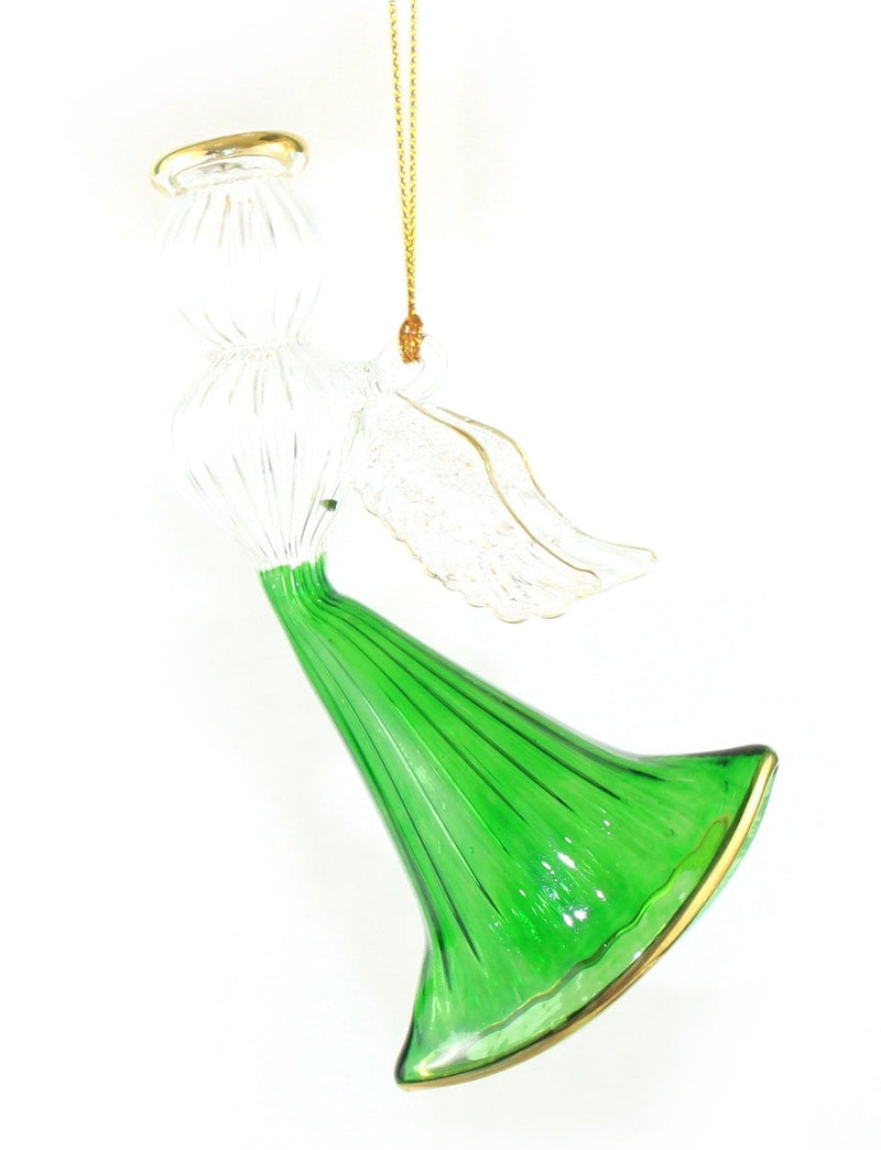 Egyptian Glass Swirl Glass Angel -  Green - Shelburne Country Store