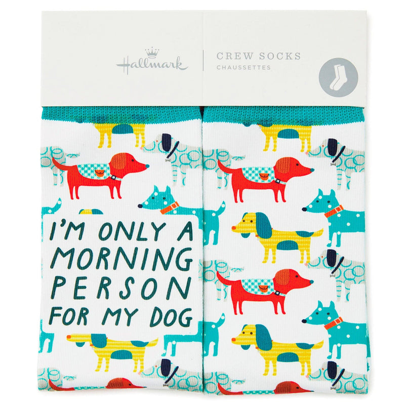 Morning Person for My Dog Funny Crew Socks - Shelburne Country Store