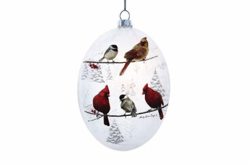 Oval Glass 'Lightable' Feathered Friends Ornament - Shelburne Country Store