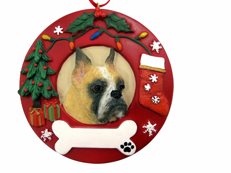 Dog Breed Wreath Ornament - Boxer, Cropped - Shelburne Country Store