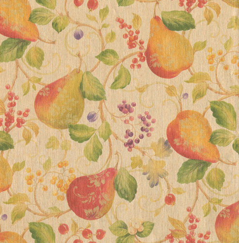 Decorated Pears Pale Gold Foil - Continuous Wrap Roll - 8 Ft - Shelburne Country Store