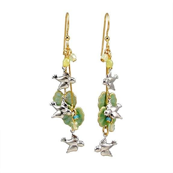 Bird Trio with Leaves and Beads Earrings - Shelburne Country Store