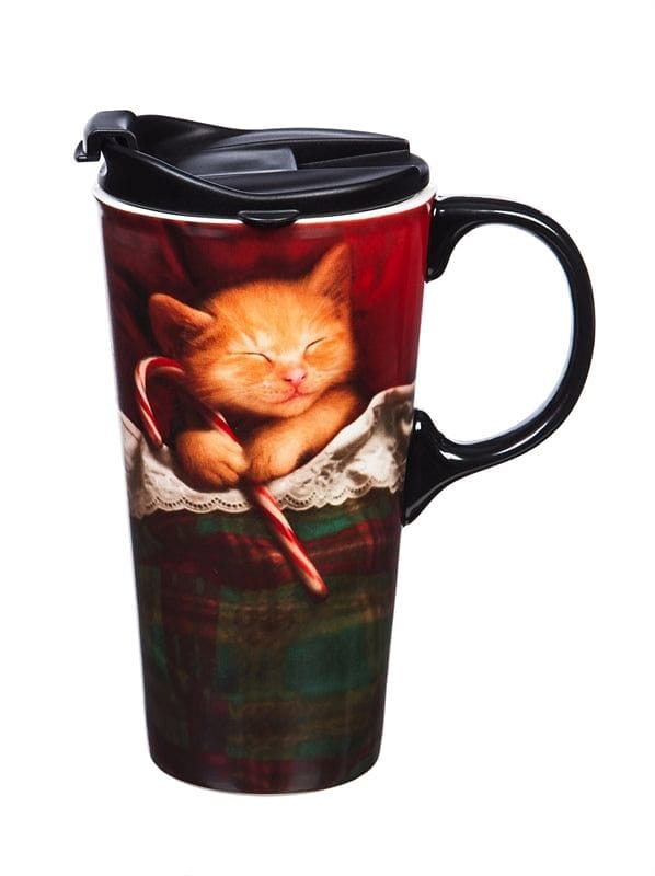 Ceramic Travel Cup, 17 oz. with Gift Box - Sleeping Cat - Shelburne Country Store
