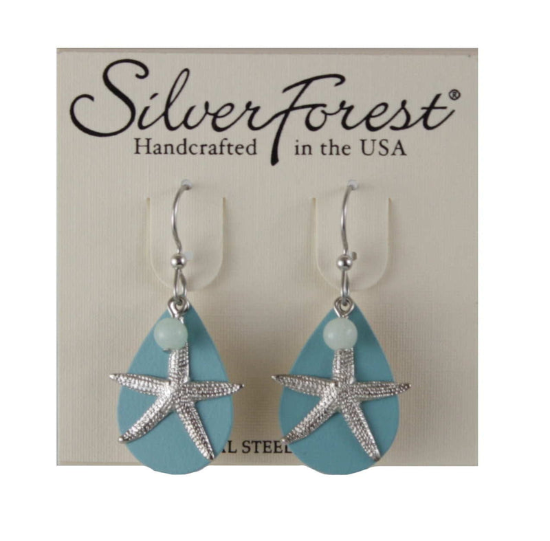 Starfish On Blue Blue Background Earring - Shelburne Country Store