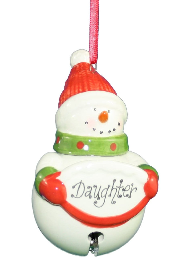 Ceramic Snowman Bell Ornament - Daughter - Shelburne Country Store