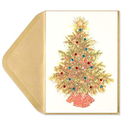 Tree with Gold Tinsel Christmas Card - Shelburne Country Store