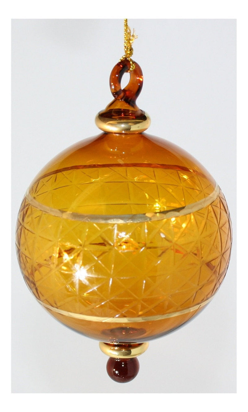 Gold Trimmed Lattice Ball - Yellow Full - Shelburne Country Store