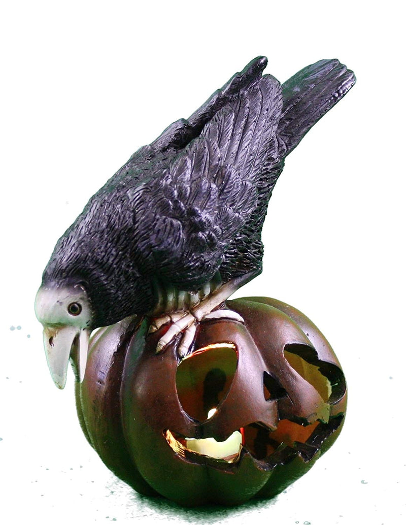 Resin Scary Crows On Pumpkin Led - - Shelburne Country Store
