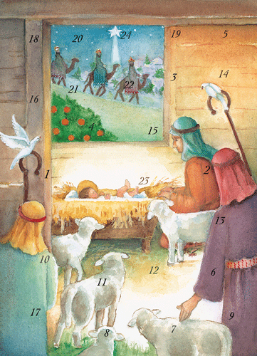 Manger and Shepherds - Advent Calendar Card - Shelburne Country Store