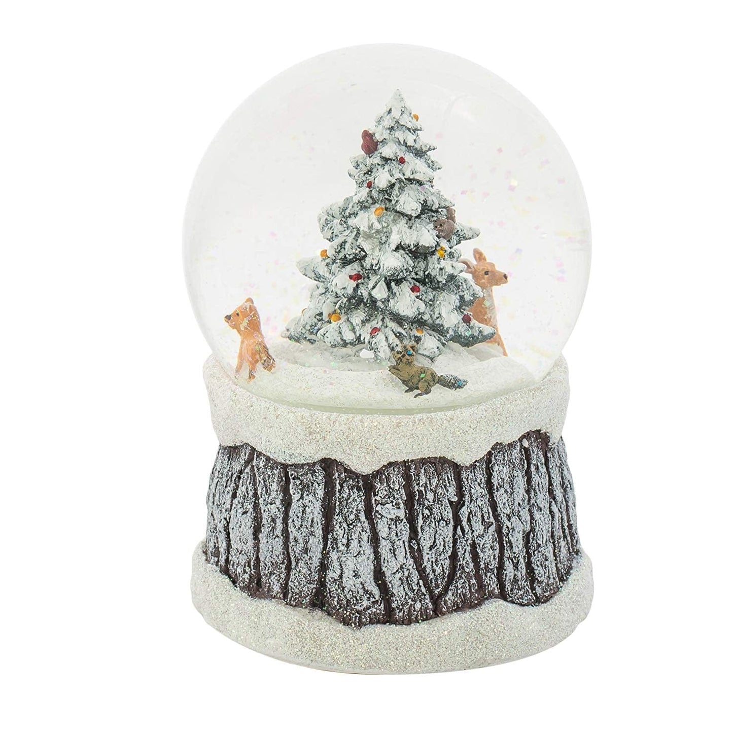 Playful Foxes Around Winter Tree 100MM Musical Glitterdome - Shelburne Country Store