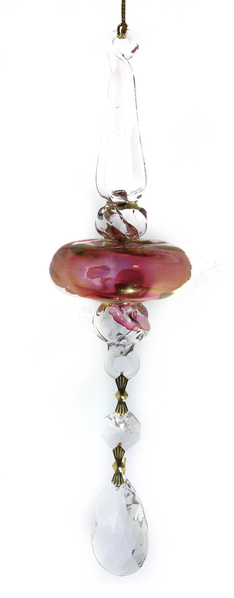 Glass Swirl Torus with Dangles -  Pink - Shelburne Country Store