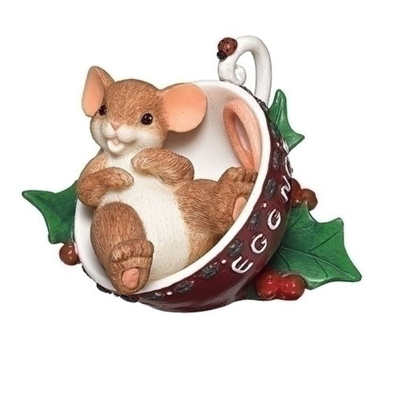 3-inch Mouse in Eggnog Cup Figurine - Shelburne Country Store