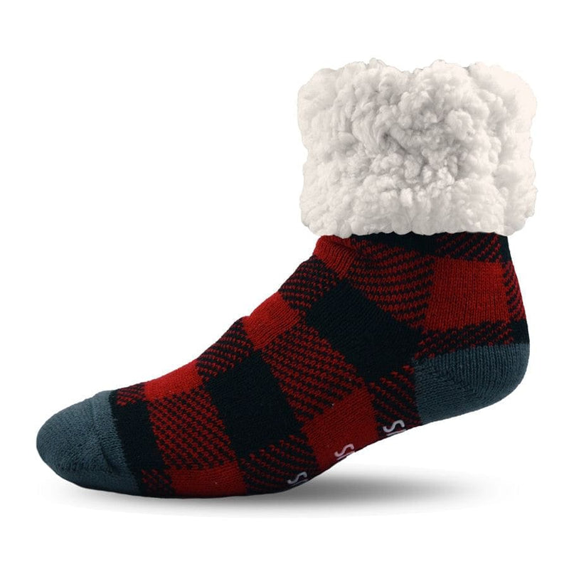Extra Fuzzy Slipper Socks - Lumberjack - Red - Shelburne Country Store