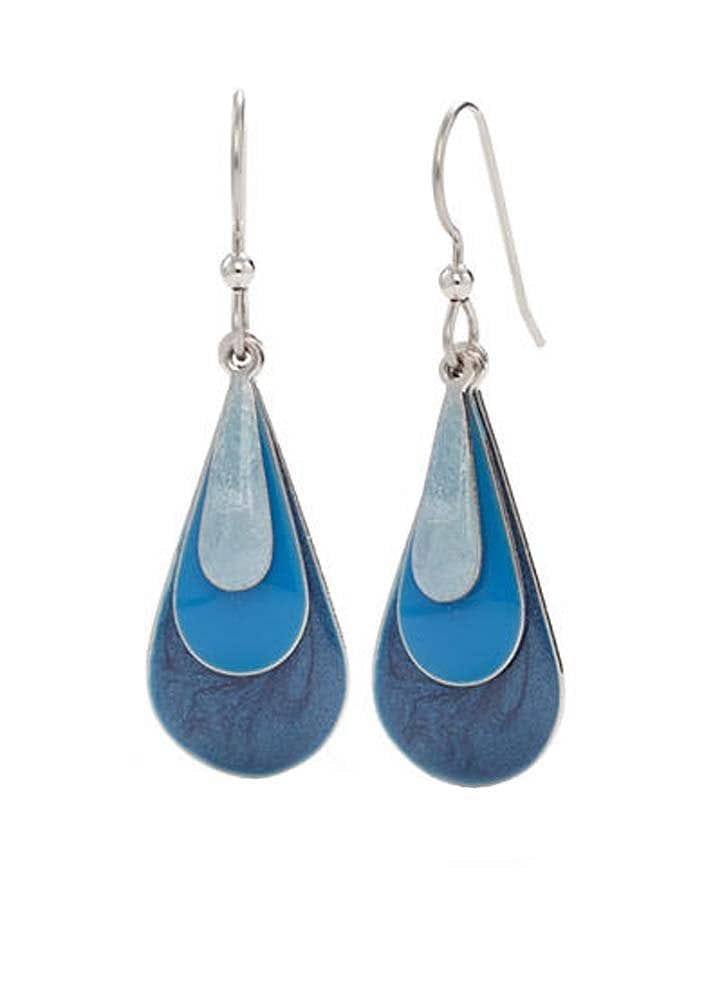 Blue Enamel Triple Teardrop Earrings - Shelburne Country Store