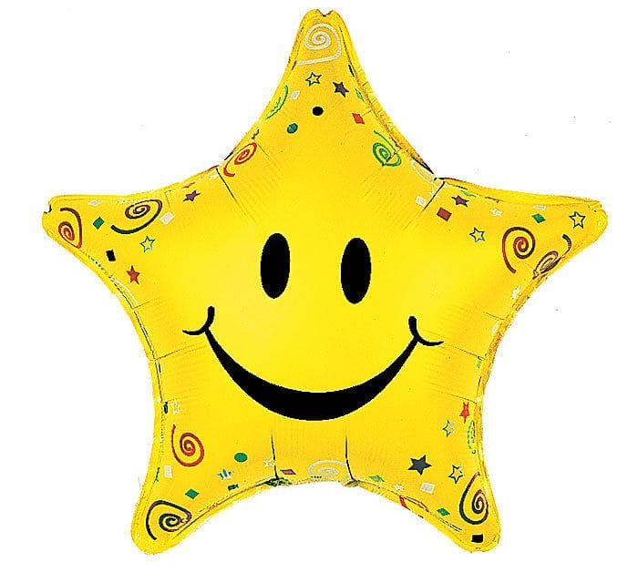 Smiley Face Star Foil Mylar Balloon - Shelburne Country Store