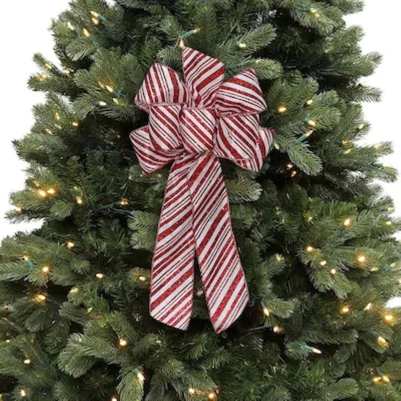Holiday Living Luxury Tree Topper Bow with Red Candy Stripe - Shelburne Country Store