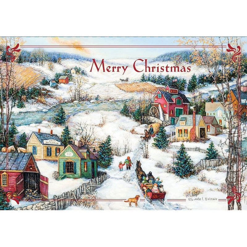Sleigh Ride Petite Christmas Cards by Linda Nelson Stocks - Shelburne Country Store