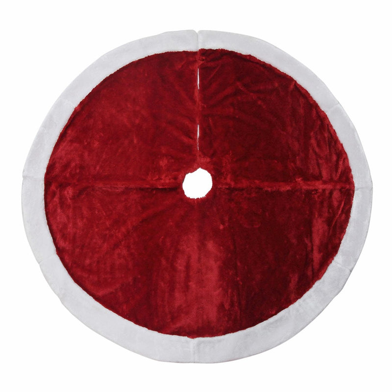 Plush Red Tree Skirt with White Fur Trim - Shelburne Country Store