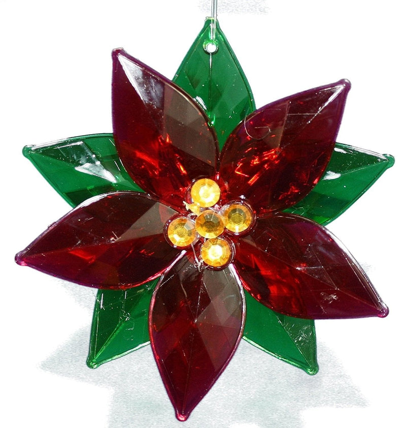 4.33 In. Acrylic Poinsettia Ornament - Light - Shelburne Country Store