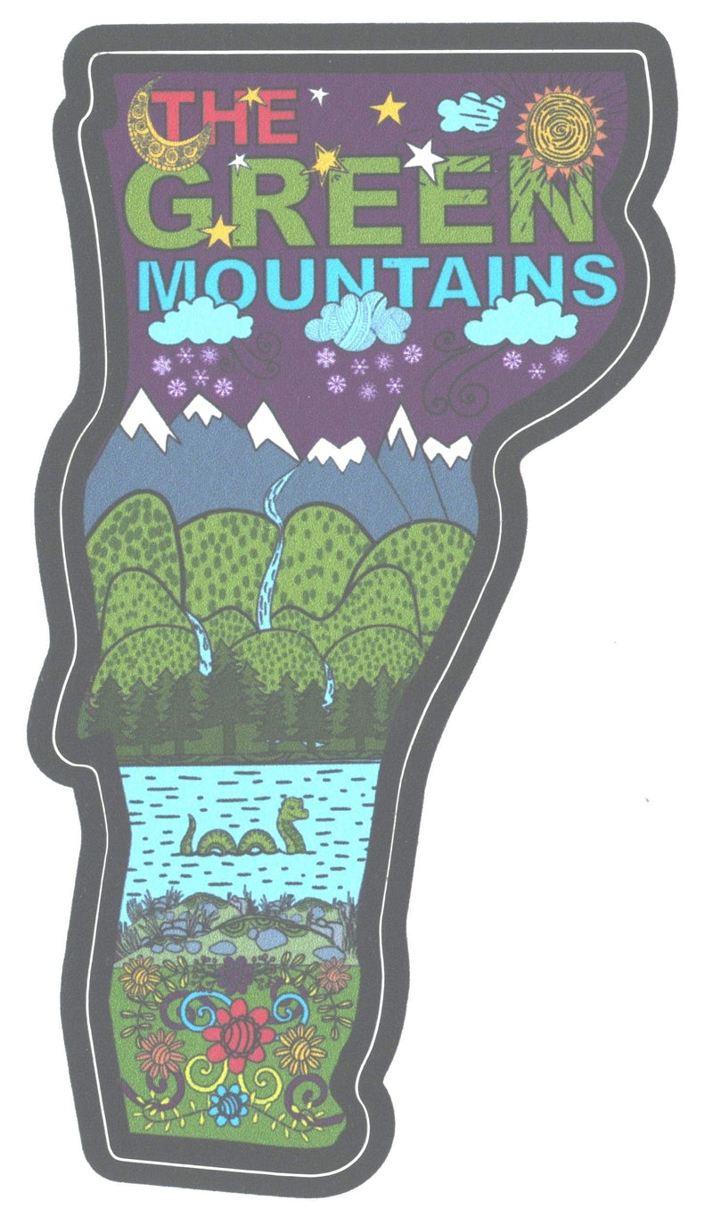 The Green Mountains Vermont Shaped Decal - Shelburne Country Store