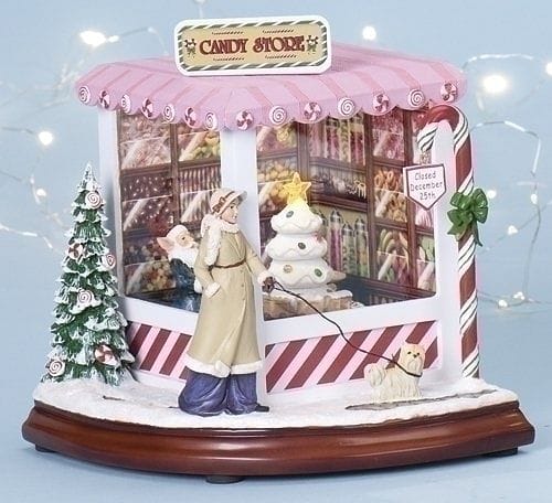 Christmas Candy Store Light Up Animated Music Box - Shelburne Country Store