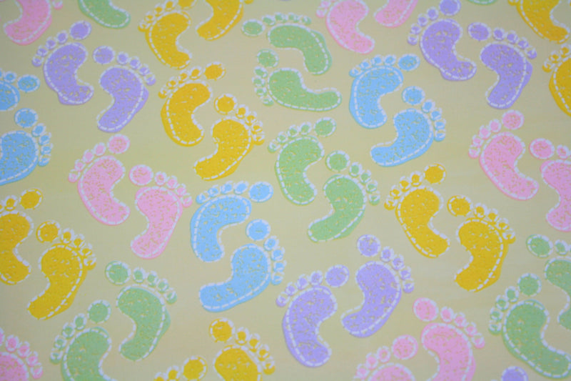 17.5 square Feet Everyday Roll Wrap - Pastel Footprints - Shelburne Country Store