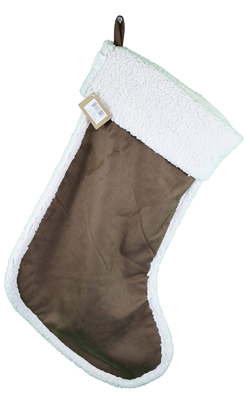 Brown & White 21" Sherpa Stocking - Shelburne Country Store