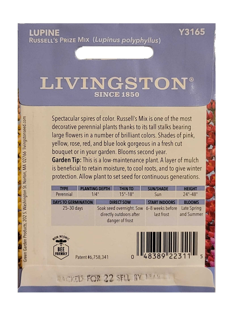 Seed Packet - Lupine - Russell's Prize Mixture - Shelburne Country Store