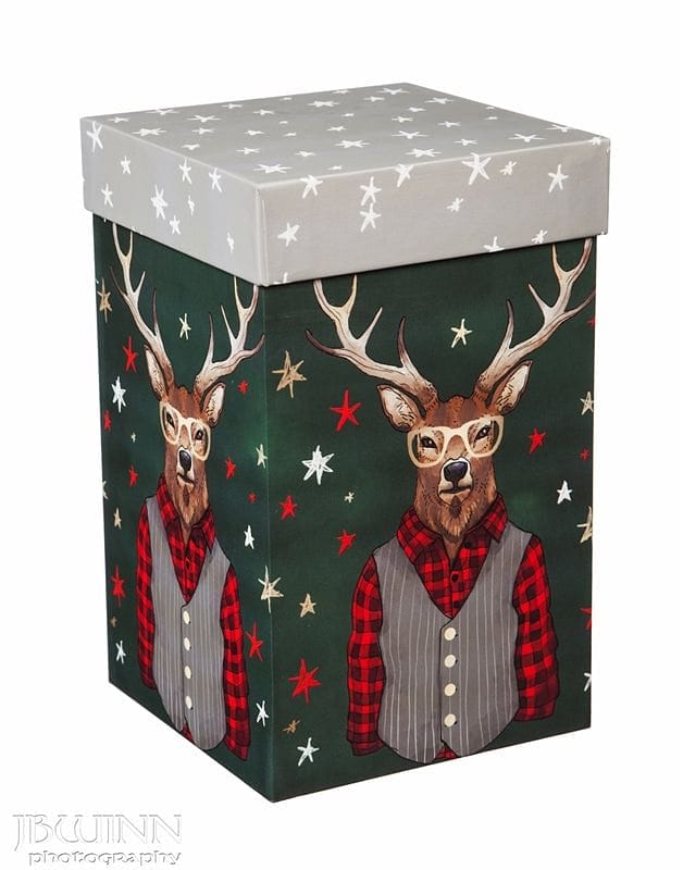 Ceramic Travel Cup with Metallic Accents, 17 oz. with Gift Box - Holiday Deer - Shelburne Country Store
