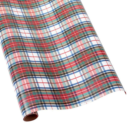 Dress Stewart Tartan Reversible Gift Wrapping Paper in White - 30" x 8' Roll - Shelburne Country Store