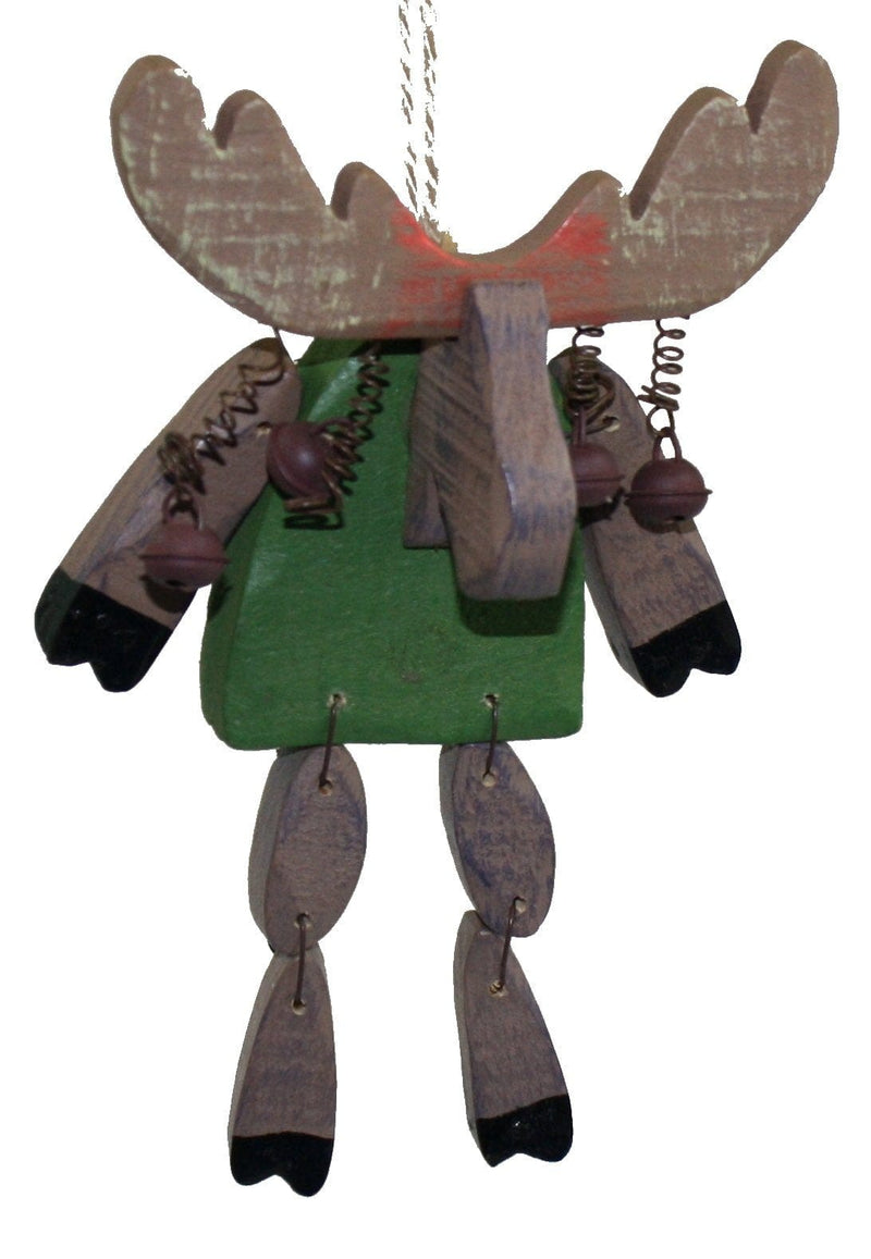 7 Inch Wooden Moose Ornament - Green - Shelburne Country Store