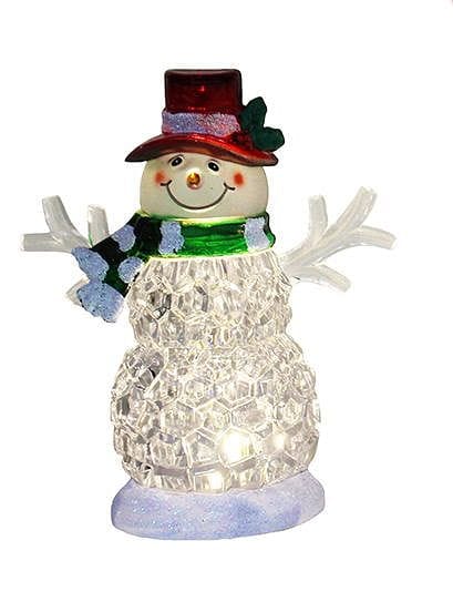Battery-Operated Warm White LED Snowman - - Shelburne Country Store