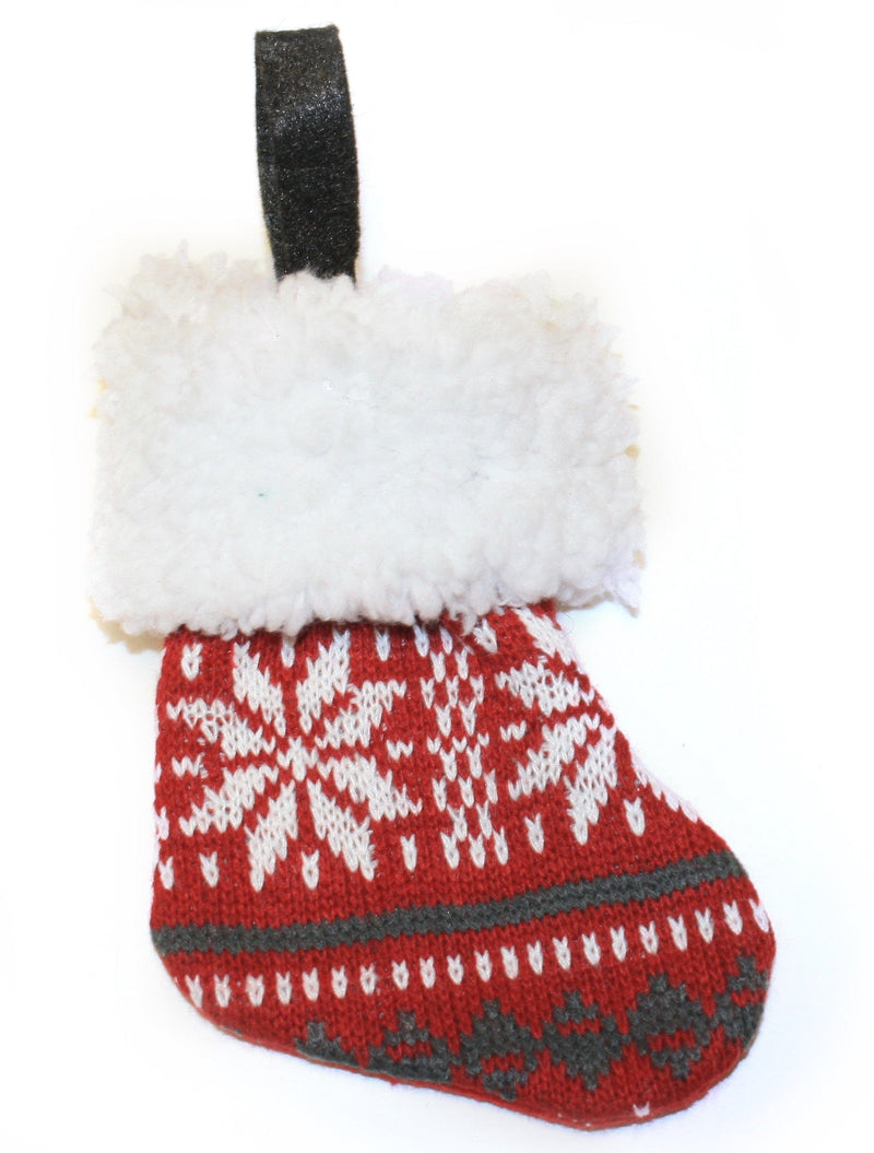 6 inch Knit Mini Stocking for the Tree -  White Snowflake - Shelburne Country Store