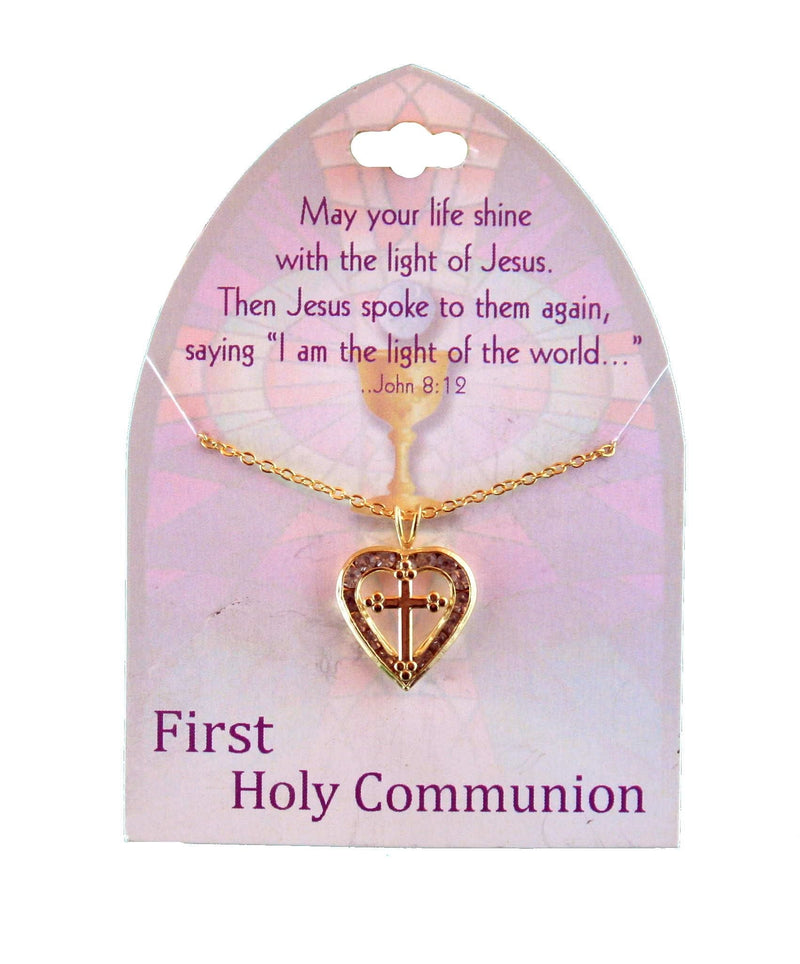 First Holy Communion Heart Cross Necklace - Shelburne Country Store